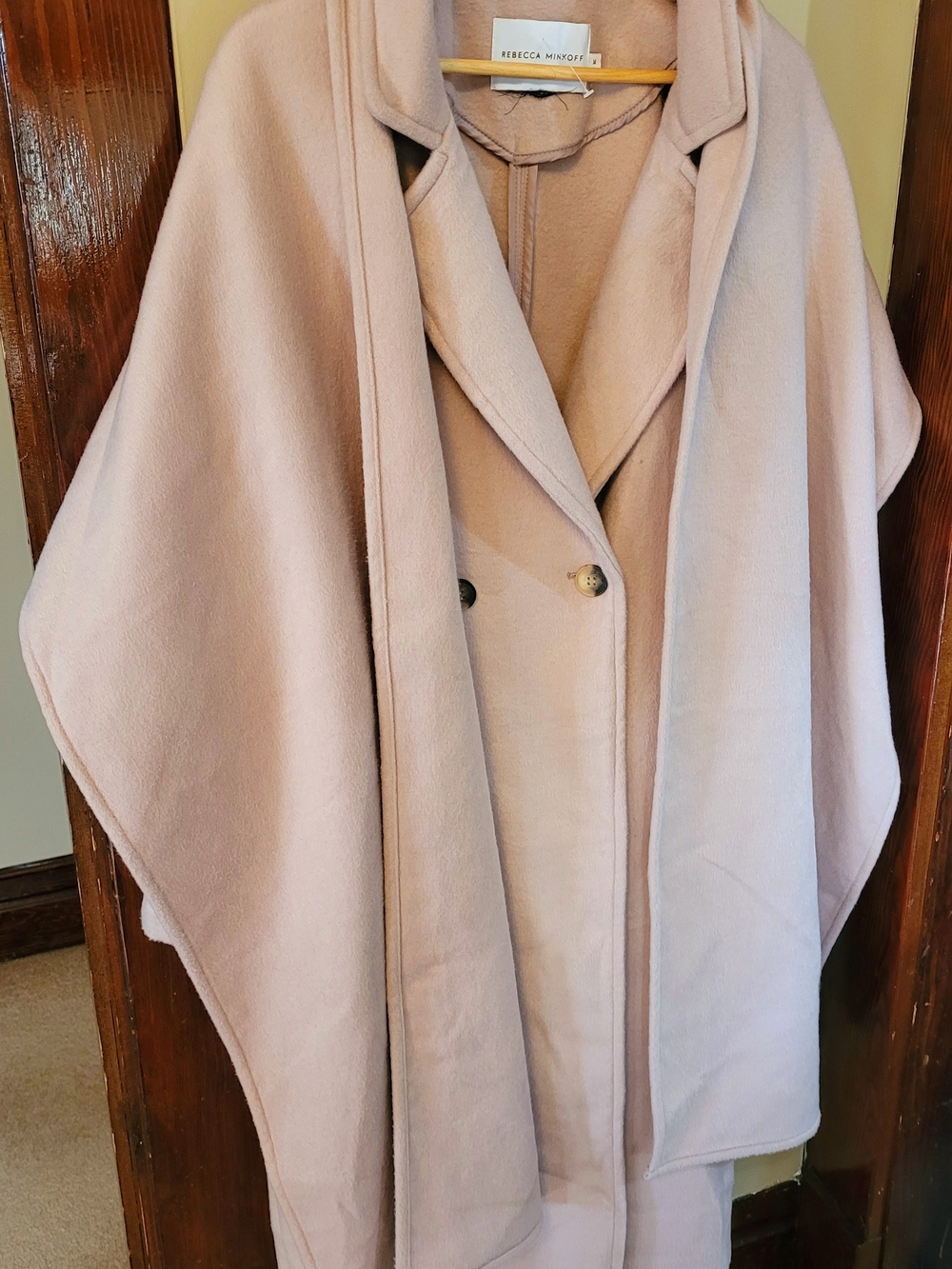 Rebecca Minkoff Blush Pink Fall Winter Chic Luxury Wool Scarf  Coat MEDIUM